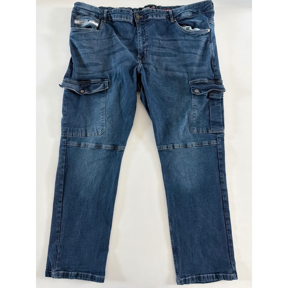 Ecko Unltd Denim Div Raw 72 Mens Skinny Cargo Jeans Blue Medium Wash Size 48x30